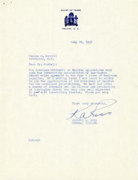 Correspondence between Thomas Head Raddall and Kenneth A. Ross