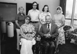 Photograph of people involved in Donna Crawford's wheelchair fund