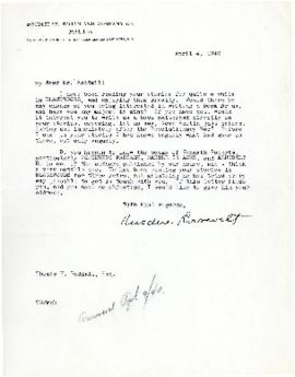 Correspondence between Thomas Head Raddall and Doubleday Doran and Company