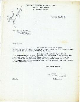 Correspondence between Thomas Head Raddall and R. E. Marshall