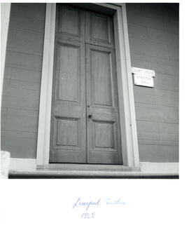 Photograph of the doors of the courthouse in Liverpool, Nova Scotia
