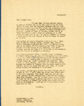 Correspondence between Thomas Head Raddall and Alan B. Nash