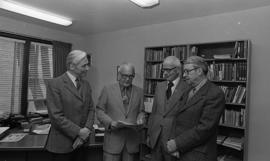 Photograph of a cheque presentation in the department of social work