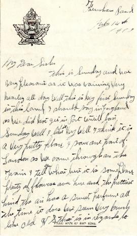 Letter from Weldon Morash to his sister Gertrude dated 14 July 1918
