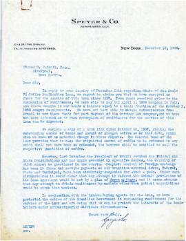Correspondence between Thomas Head Raddall and Speyer and Company