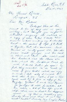 Correspondence between Thomas Head Raddall and Mrs. Douglas Harlow