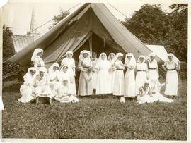 Nursing Sisters in front of a tent