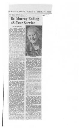 Dr. Murray ending her 48-year service : [clipping]