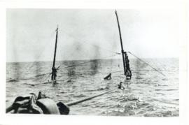 Photograph of the schooner Esperanto after striking a sunken wreck and sinking herself off Sable ...