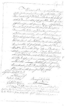 Declaration of an estate sale of Luther Freeman to Nathan Tupper for the sum of one pound, 19 shi...