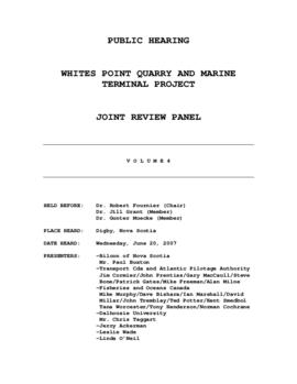 Public hearing by the Joint Review Panel for the Whites Point Quarry and Marine Terminal Project ...