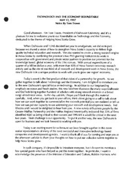 Technology and the economy roundtable, May 12, 1997 / notes by Tom Traves
