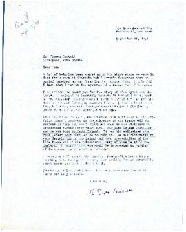 Correspondence between Thomas Head Raddall and G. Earle Geddes