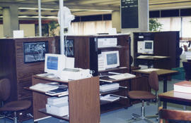Photograph of computer terminals at the Killam Memorial Library, Dalhousie University