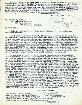 Correspondence between Thomas Head Raddall and Frank E. Kneeland