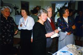 Photograph of Elisabeth Mann Borgese and others at her birthday