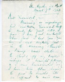 Correspondence from Owen Bell Jones to MacMechan, March 7, 1923