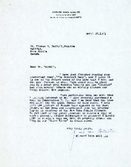 Correspondence between Thomas Head Raddall and Richard Dana Hall III