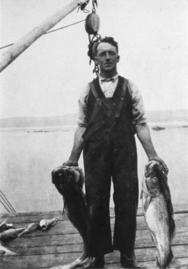 Photograph of Weldon G. Morash fishing in West Dover, Nova Scotia