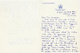 Correspondence between Thomas Head Raddall and F. E. Watt
