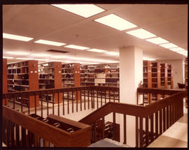 Photograph of second floor stacks of the W.K. Kellogg Health Sciences Library