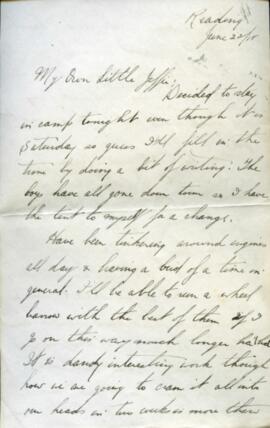 Letter from Captain Graham Roome to Annie Belle Hollett sent from Reading, England
