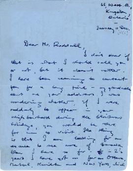 Correspondence between Thomas Head Raddall and David Coleman