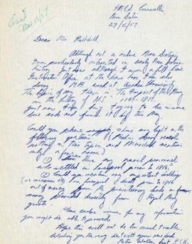 Correspondence between Thomas Head Raddall and Peter Watson