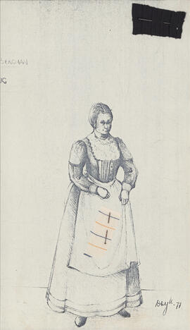 Photocopy of costume design for Mrs. Bergman