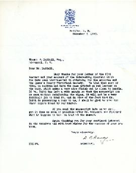 Correspondence between Thomas Head Raddall and D. C. Harvey