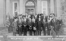 Postcard replica of photograph of professors and others at Dalhousie University's centenary celeb...