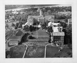 Photographic negative of an aerial view of the Studley Campus, Dalhousie University