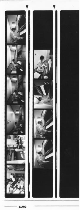 Contact sheet of photographs of people playing the piano