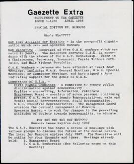 Gaezette Extra : supplement to the newsletter of the Gay Alliance for Equality, issue 4A, 1986 [s...