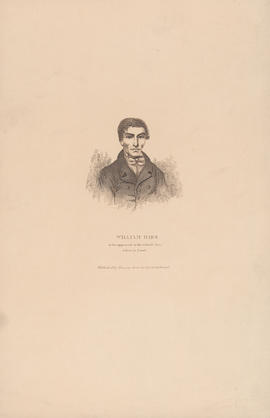 Engraving of William Hare as he appeared in the witness box taken in Court : [1829]