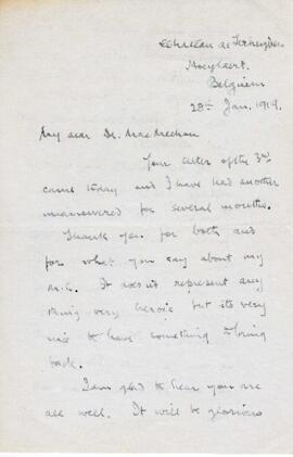 Correspondence from Gilbert Sutherland Stairs to Archibald MacMechan, January 28, 1919