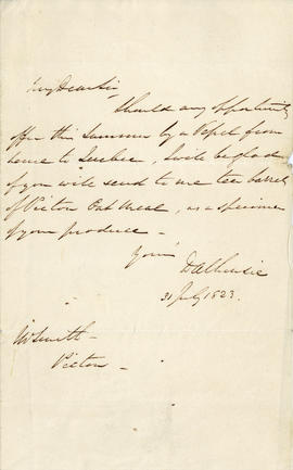 Letter from Lord Dalhousie to W. Smith