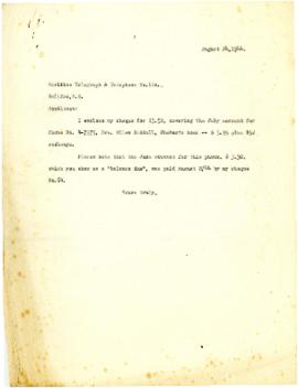 Correspondence between Thomas Head Raddall and the Maritime Telegraph and Telephone Company Limited