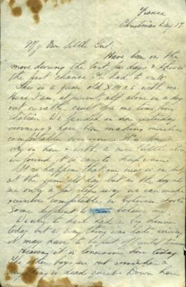 Letter from Captain Graham Roome to Annie Belle Hollett sent from France