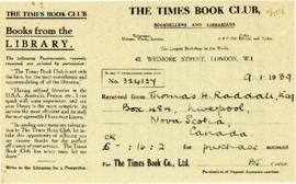 Correspondence between Thomas Head Raddall and the Times Book Club