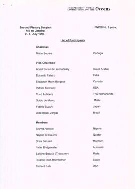 IWCO second plenary session : list of participants
