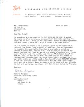 Correspondence between Thomas Head Raddall and McClelland and Stewart