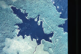 Aerial photograph of Pebbleloggitch Lake, Kejimkujik National Park, Nova Scotia