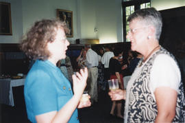 Photograph of Karen Smith and Holly Melanson at Patricia Lutley's retirement party