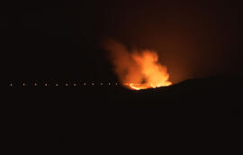 Photograph showing the pouring of molten slag at Copper Cliff, near Sudbury, Ontario