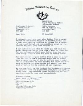 Correspondence between Thomas Head Raddall and the Royal Winnipeg Rifles
