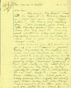 Correspondence between Thomas Head Raddall and Charles C. Durkee