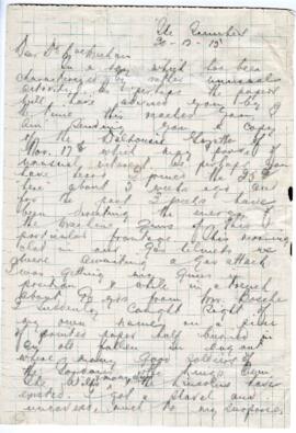 Correspondence from Owen Bell Jones to MacMechan, December 20, 1915