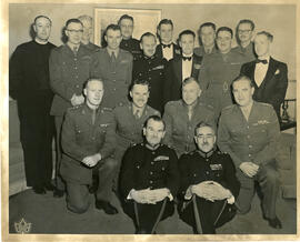 Photograph of Richard Roome, Major-General Edward Plow, and other senior officers from 5th Infant...