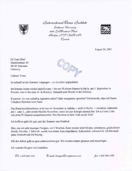Correspondence between Elisabeth Mann Borgese and Dr. Antonius "Tono" Eitel